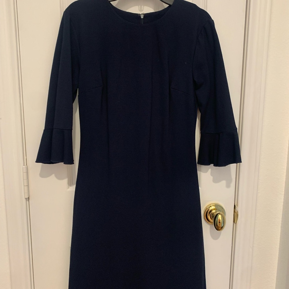 Banana Republic Size 0 Navy Blue Dress 3/4 Sleeve with ruffle